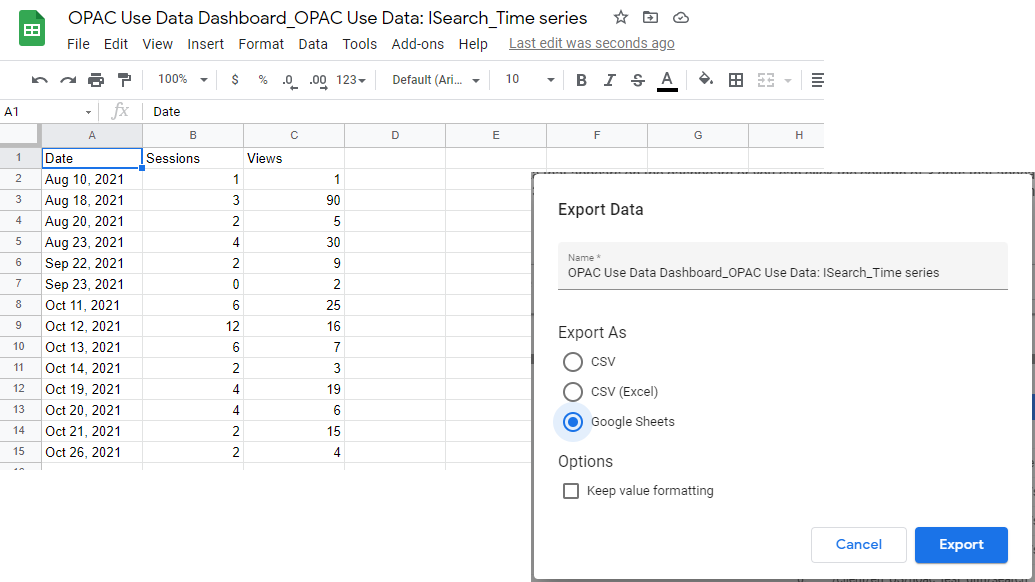 isearchdataexportgooglesheets